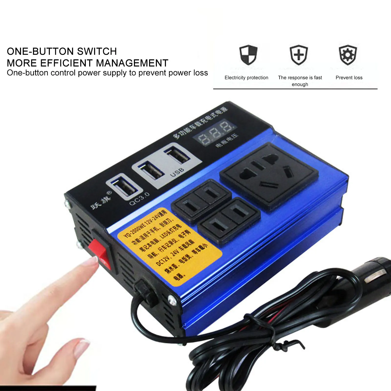 Car Power Inverter Car Inverter 4 Ports Car Universal Car Vehicle Power Inverter Converter Trip 12V24V to 220V