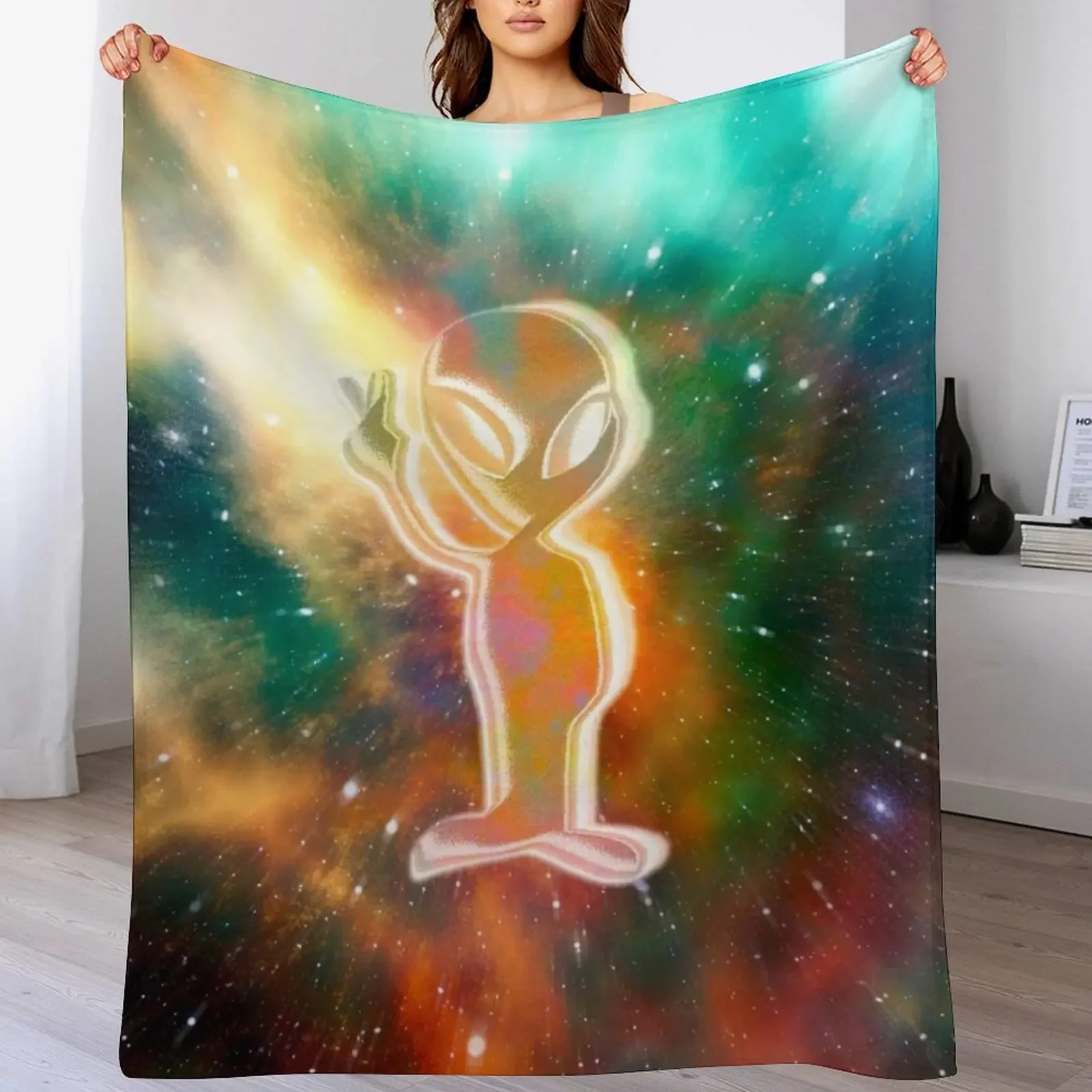 

Trippy alien Throw Blanket Quilt Bed Fashionable Single Kid'S Blankets