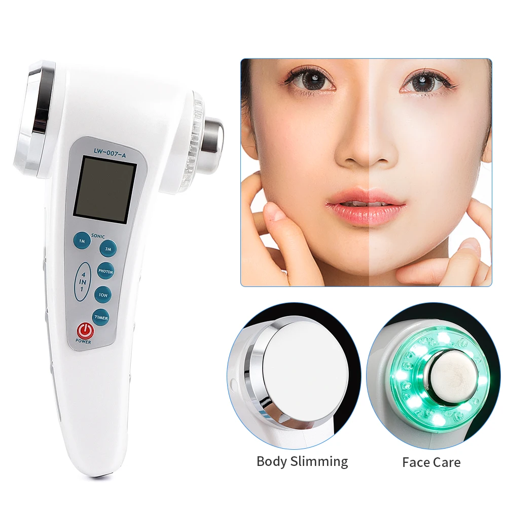 Ultrasound Galvanic Ion Skin Pores Cleaning Massager 7 LED Photon LCD 1Mhz&3Mhz Anti-wrinkle Facial Lifting Care Beauty Devices