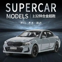 New1:32 BMW 320I Supercar High Simulation Diecast Metal Alloy Model car Sound Light Pull Back Collection Kids Toy Gifts