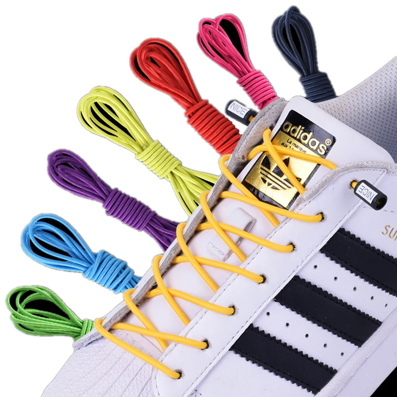 

Round Shoelaces Elastic No Tie Shoe Laces for Sneakers Quick Put on And Take Off Metal Lock Lazy Shoes Lace Rubber Band 1Pair