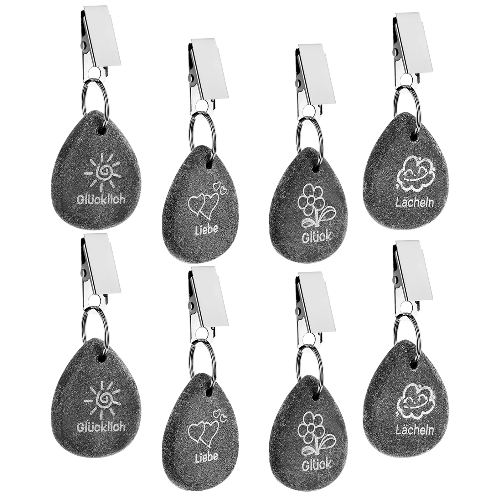 

8pcs Letter Carving Pendant Tablecloth Weights Clips Marble Engraved Patterns Outdoor Picnic Table Decor Cover Counterweight