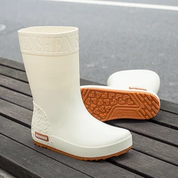 Bottes de pluie imperméables pour femmes, bottes en caoutchouc mi-mollet, chaussures coordonnantes, chaussures de pluie, sécurité au travail, jardin, galoches, chaussures de cuisine pour dames