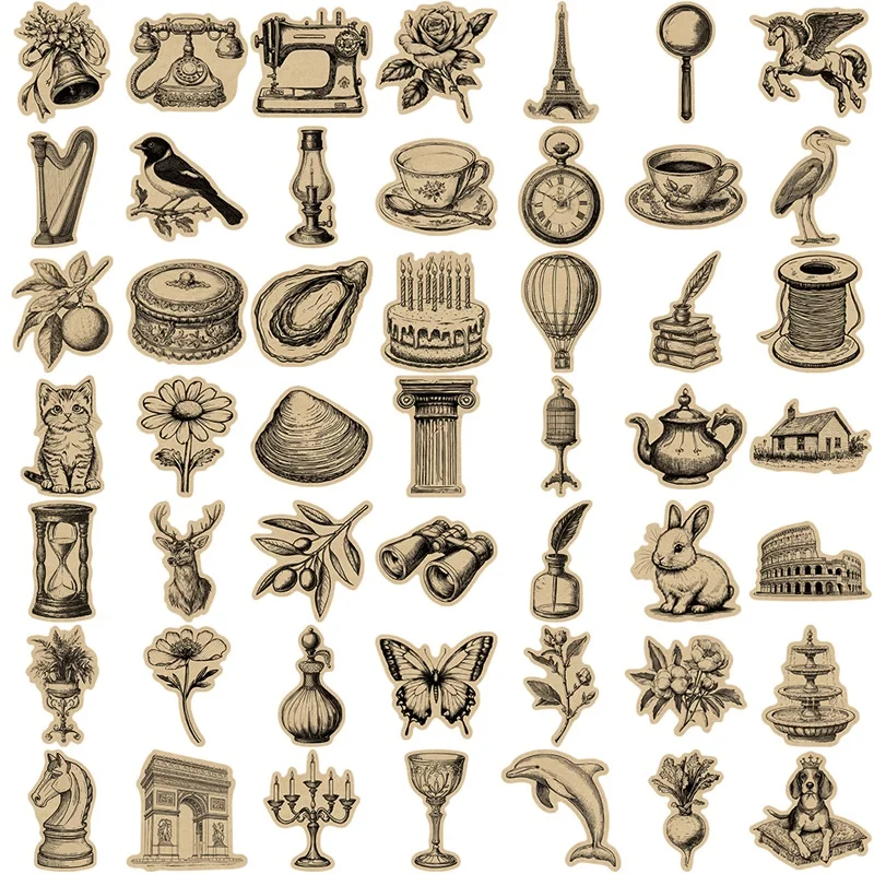 Vintage Black PVC Stickers for DIY Decoration - usage example