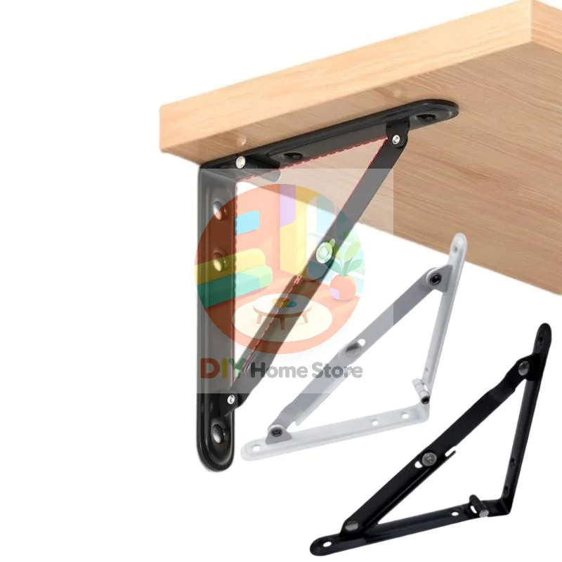 6/8 Inch Heavy Duty Metal Triangle Corner Brace 1Pcs Collapsible Folding Shelf Bracket for Home Office Shelf Support
