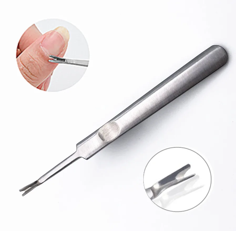 Stainless Steel Cuticle Remover Silver Dead Skin Cuticle Pusher Trimmer Pedicure Nail Tools Thickened Concave Handle Push Knife