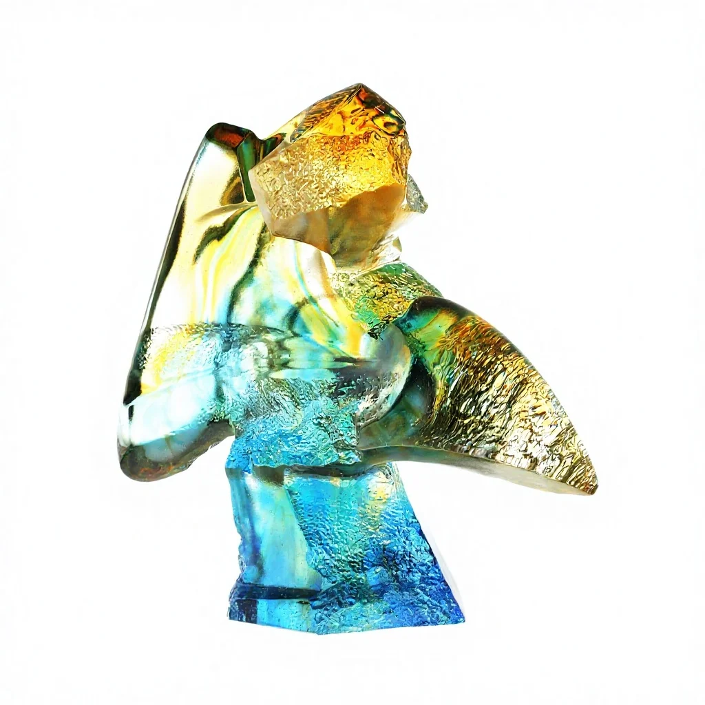 R#* European Luxury Art Family Handmade Crystal Sculpture Glass Masterpiece Lost Wax Craft Cultural Theme Tai Chi Figure Jiangsu