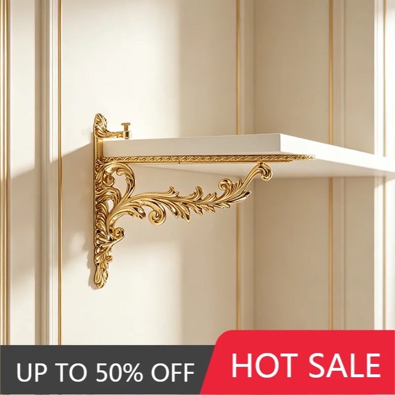 Retro Brass Bracket Wall Mount Luxury Carved Shelf Brackets Accessory Metal Holder Bracket Vintage Heavy Duty Layer Support Rack