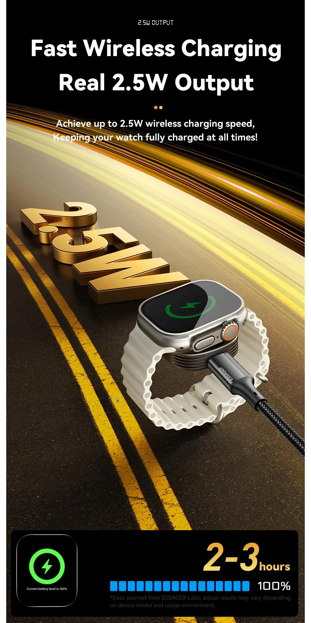 Essager Magnetic Wireless Charger for Apple Watch 8 7 6 5 4 3 2 SE Portable USB Type C Magnetic Fast Charger for iWatch Ultra
