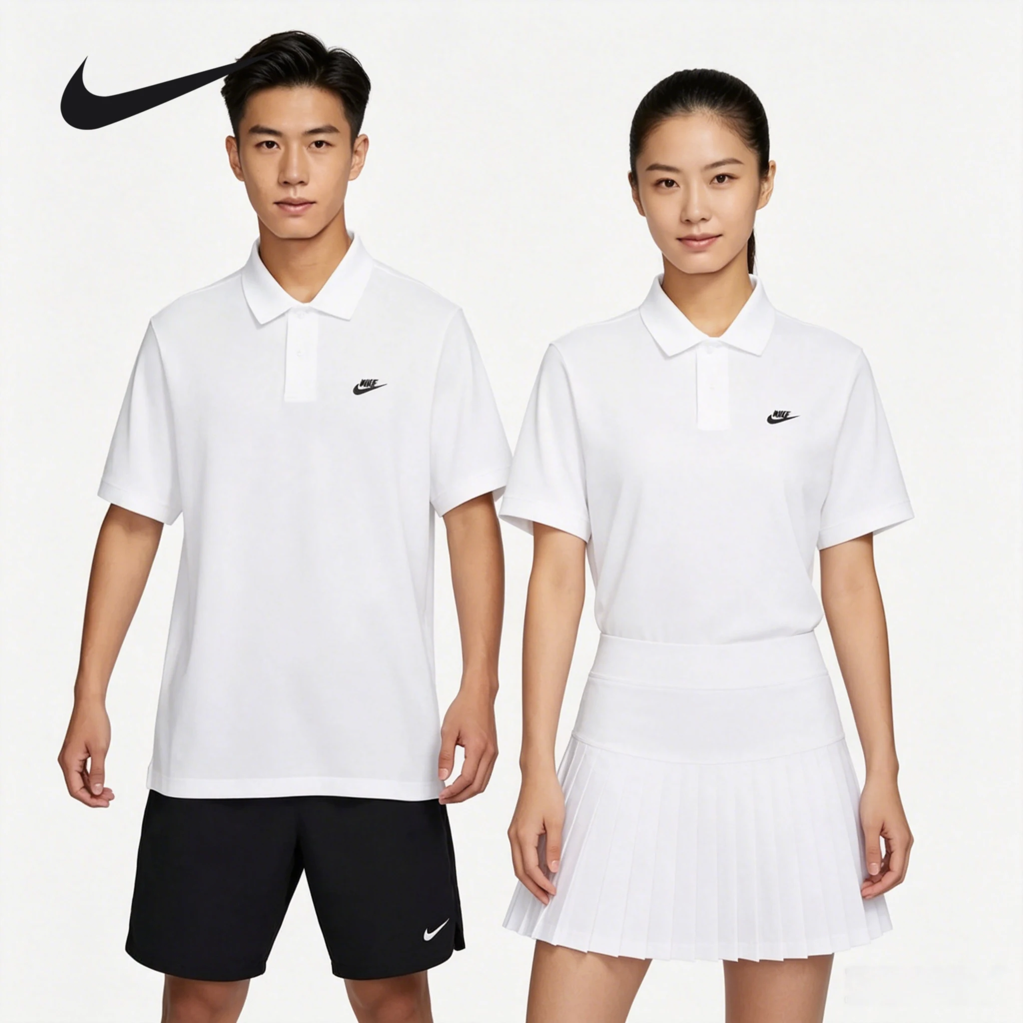 Nike NIKE CLUB Men's Short-Sleeved Collar T-Shirt POLO Shirt White Cotton Short Sleeve 2 PCS  FN3895-100+FN3895-100