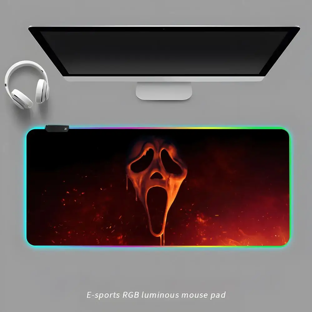 S-scream 7 G-ghostface Mouse Pad RGB Gaming Mouse Pad Desk Mat HD Gamer Large LED Light XXL MousePads