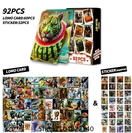 92 pièces cartes de cerveau italien avec autocollants Tung Tung Tung Sahur Tralalero Tralala cartes à collectionner jouets classiques cadeaux d'anniversaire