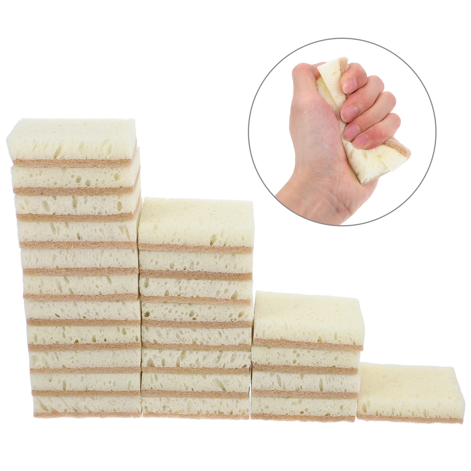 

24 Pcs High Bubble Sponge Wipe Dish Cute Kitchen Accessories Washing Sponges Round Disposable Sisal Baijie Cloth Cleaning