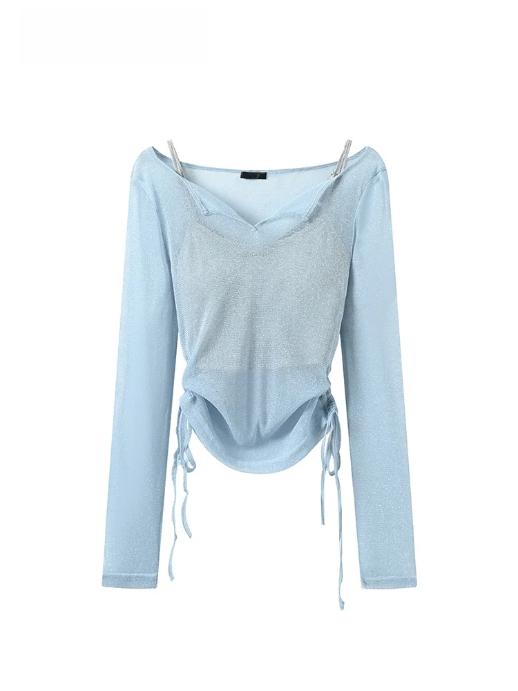 

Женский комплект из двух предметов больших размеров: футболка с длинным рукавом и топ, повседневный, модный, осенний, универсальный, для женщин старшего возраста