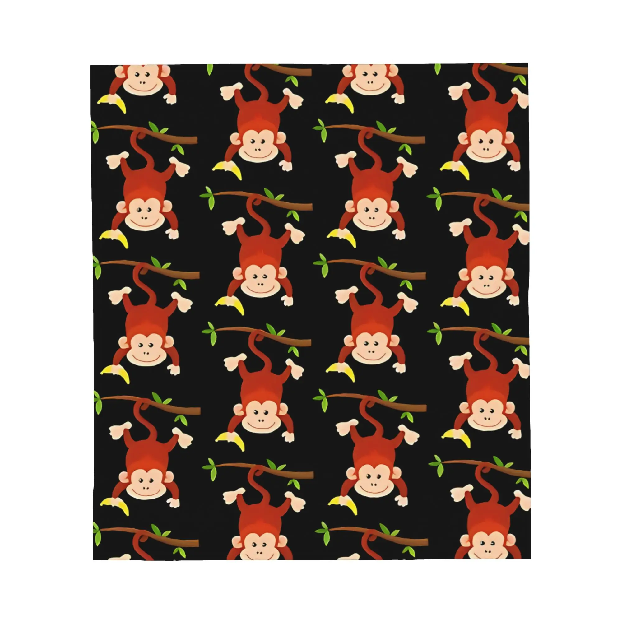 1PC Monkey Holding Banana Hanging Upside Down From Tree Blanket Throw Blanket Novelty Warm Blanket All Season Gift