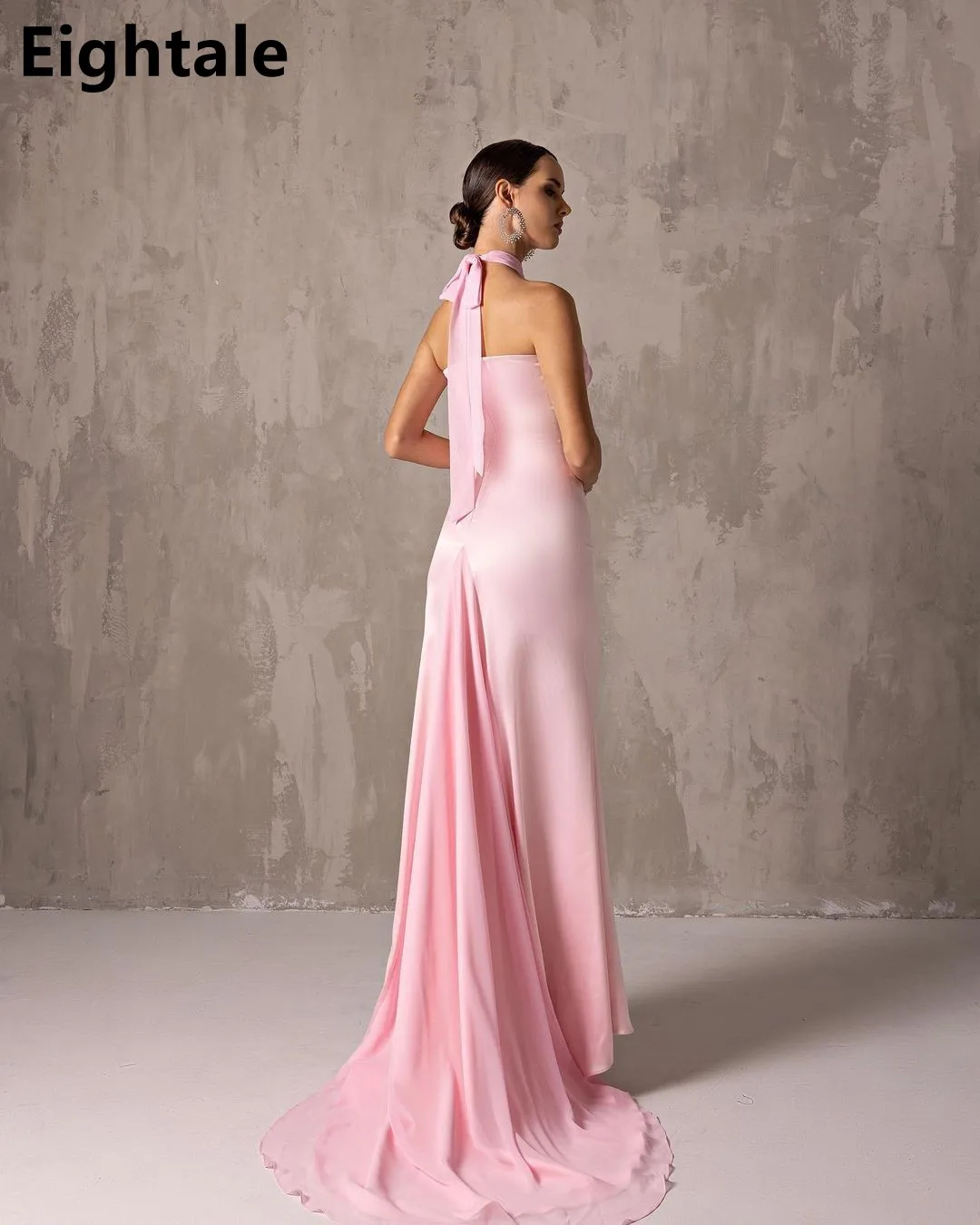 Eightale 2024 Pink Mermaid Prom Dress Halter Neck Evening Dress Women Formal Party Gown Robes De Soirée Customized