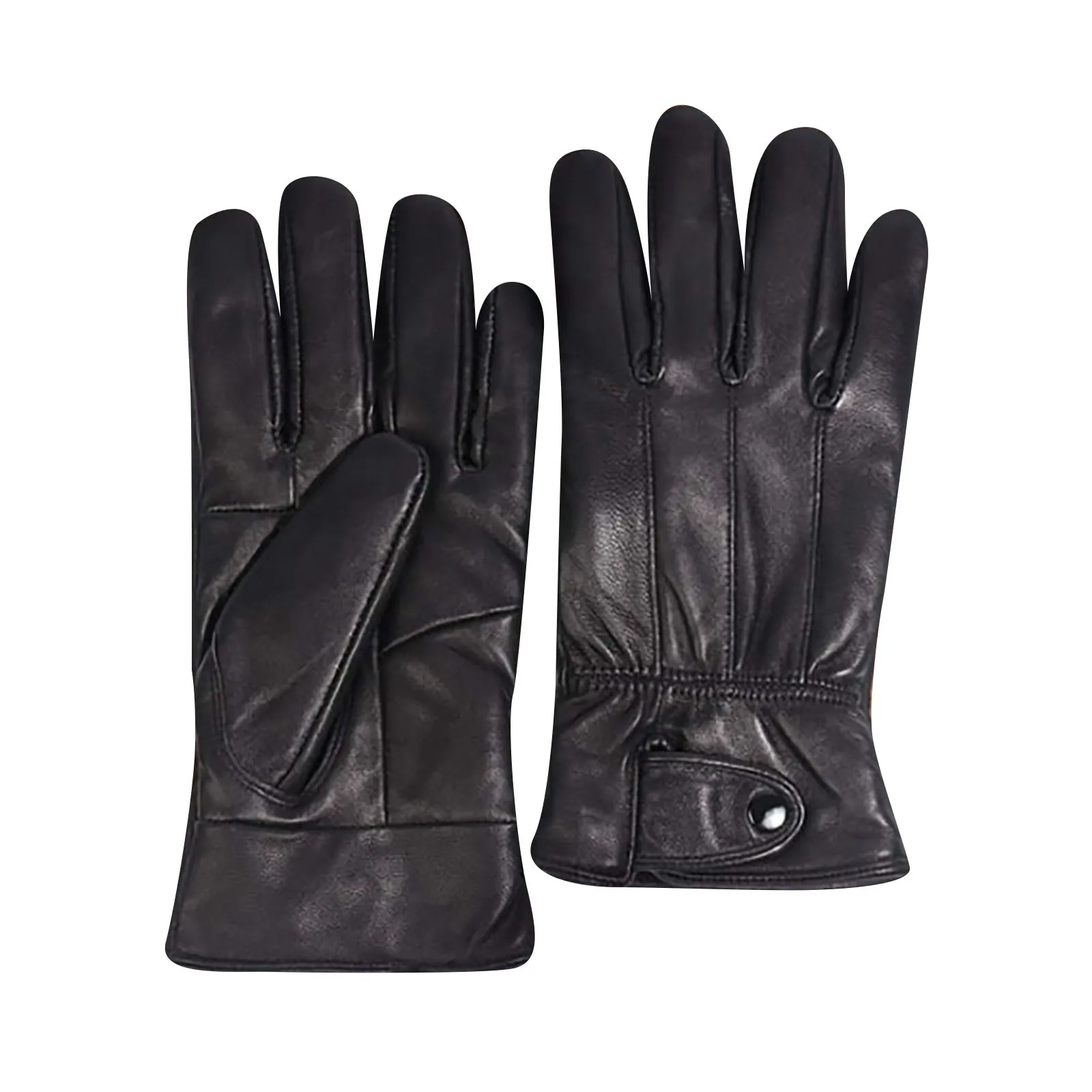 AliExpress Mens Winter Black  Leather Gloves For Driving Warm Fleece Lined Gloves Cold Warm Cycling Gloves High-end Durable Gloves