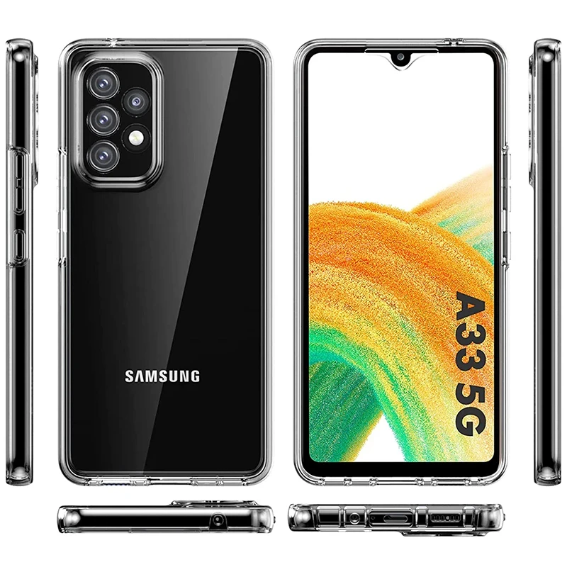 360 °   Custodia in silicone a copertura totale per Samsung Galaxy A33 A23 A73 A13 A52 A53 A32 A22 A51 A71 A70 A50 A54 Trasparente ibrido PC Custodia rigida