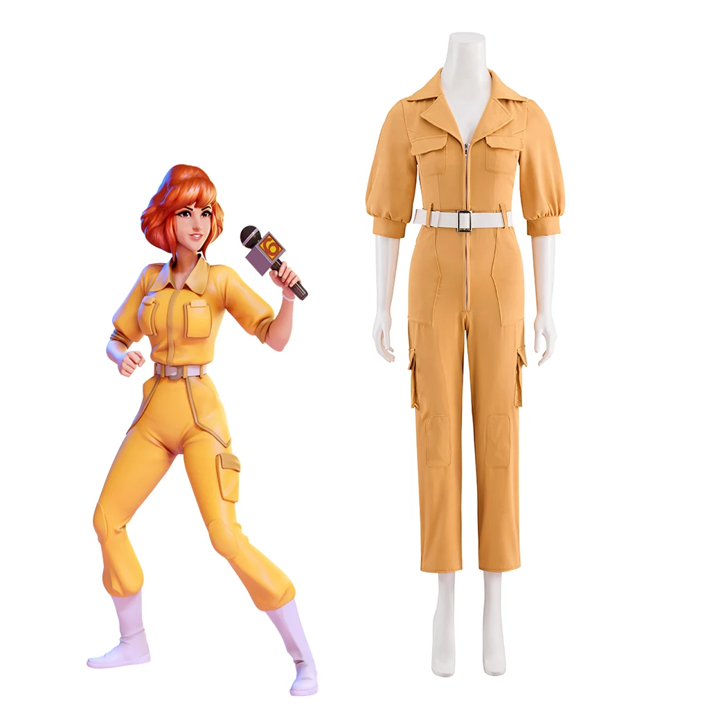 

Anime April Cosplay O'neil Costume Women Casual Ninja Workwear Superhero Fighting Overalls Halloween Carnival Party Jumpsuit
