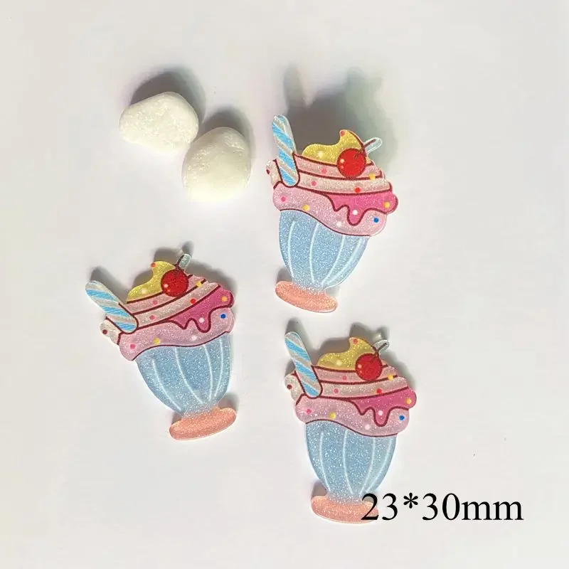 10Pcs Phone Shell Resin Colored Cake Ice Cream DIY Crafts Drink Food Snack Hamburger Refrigerator Stickers Accessories