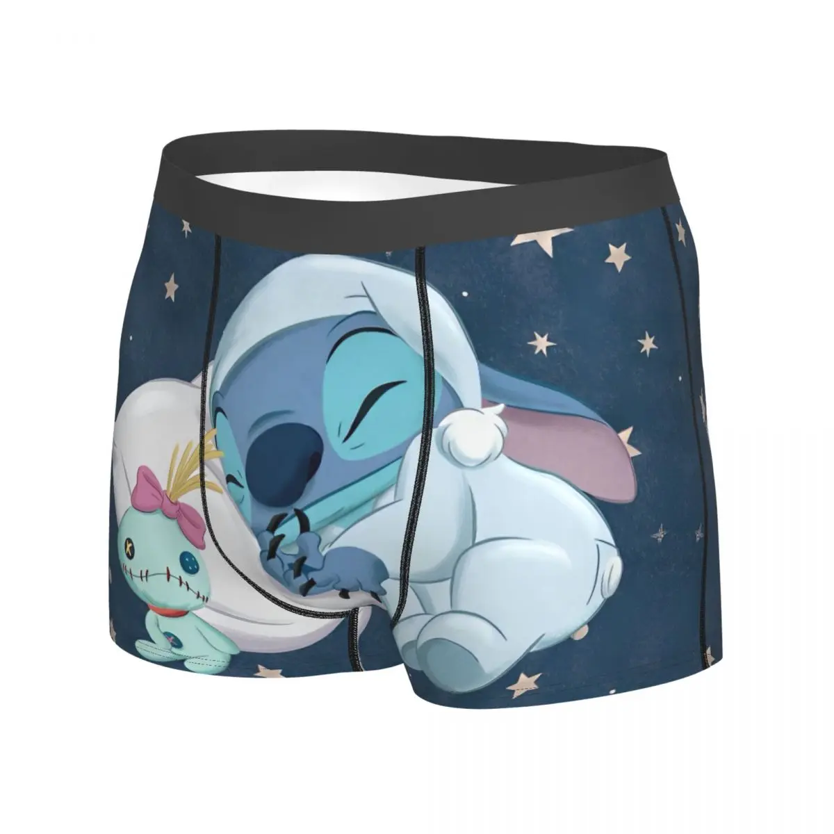 Boxershorts MINISO de dibujos animados de Stitch, ropa interior con bolsa Ctue, pantalones cortos estampados de alta calidad, calzoncillos transpirables para hombre de talla grande 2XL