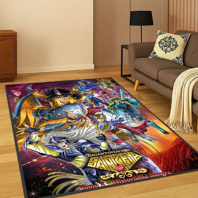 Cartoon Saint Seiya Anime Carpet Rug for Bedroom Living Room Sofa Playroom Doormat Home Decor, Game Area Rug Non-slip gift