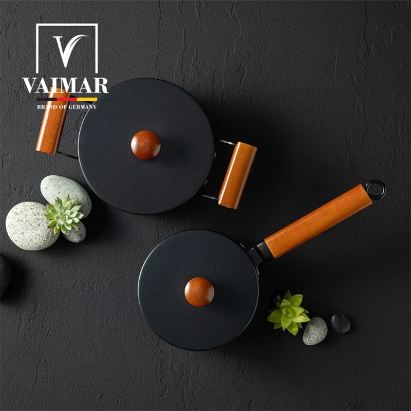 [VAIMR]-وعاء صلب مقاوم للصدأ للفاصوليا السوداء ، طقم إناء 2 ، 16 + 18 محيط محيطي