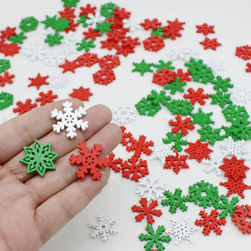 50/100 sztuk/partia przyciski śnieżynka Xmas snowflake Wood chip Handmade Craft łatki 25mm Handmade dekoracyjne boże narodzenie przycisk