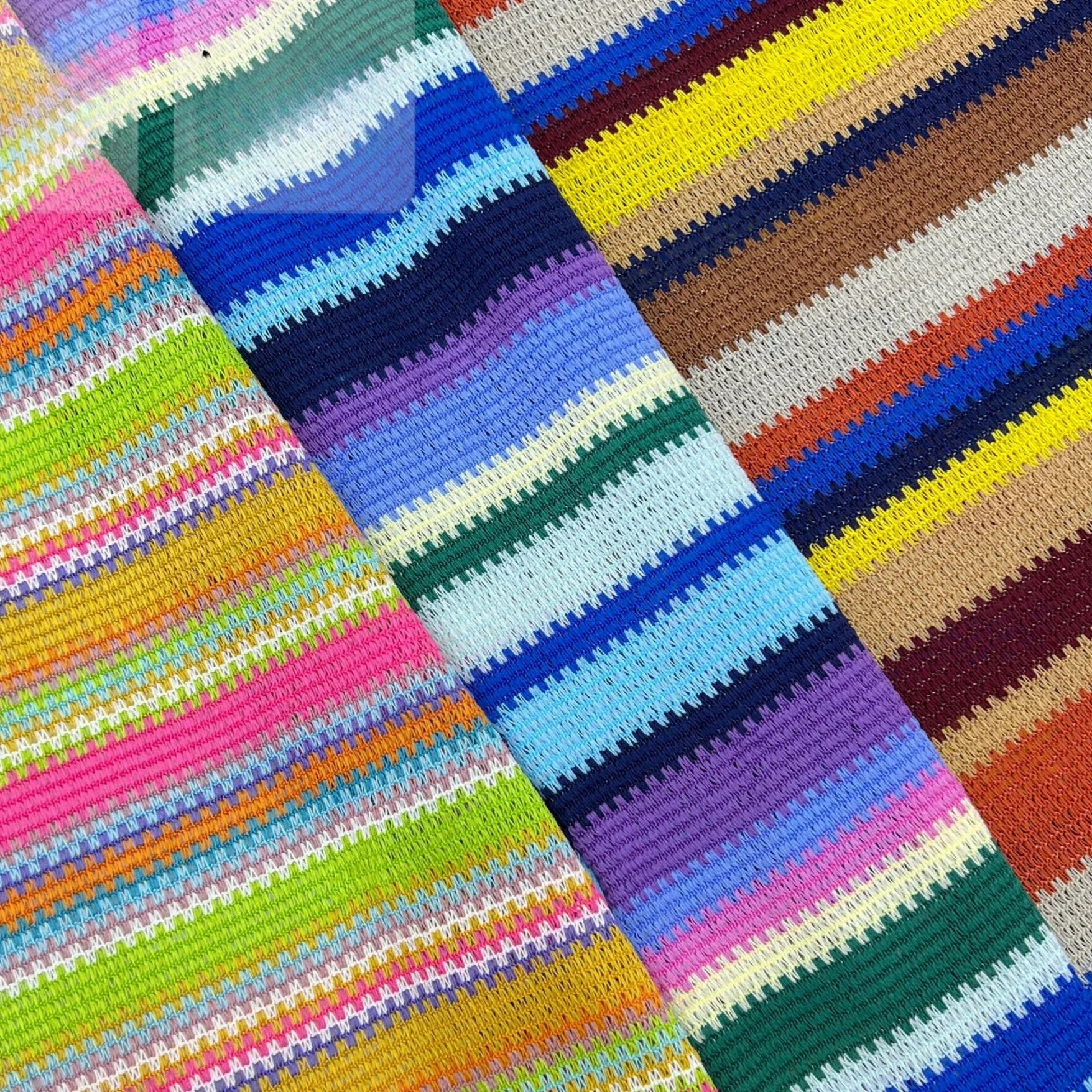 1 Yard Polyester Rainbow Striped Knitted Lace Fabric Elastic Spring and Summer Fabric Swimsuit Fashion 150cm Wide