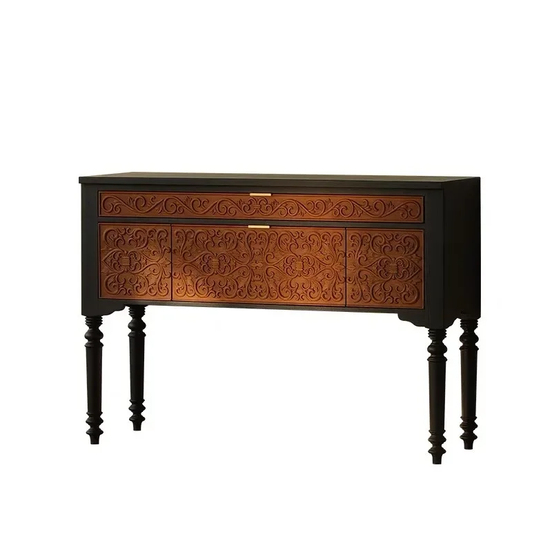 

wood entrance table, living room contrasting color creative home decoration cabinet, carved ash wood entrance cabinet