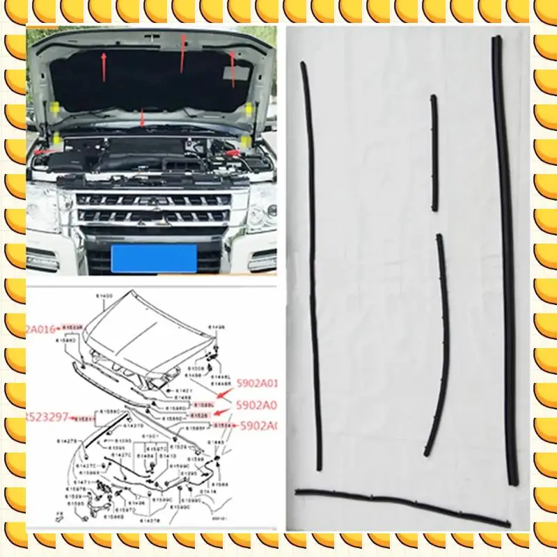 

BAAU Automobile Engine Seal Strip Hood Rubber Strip For Pajero Montero Shogun V93 V97 V98 V95 2007-2020 5902A054 5902A017 Car Pa