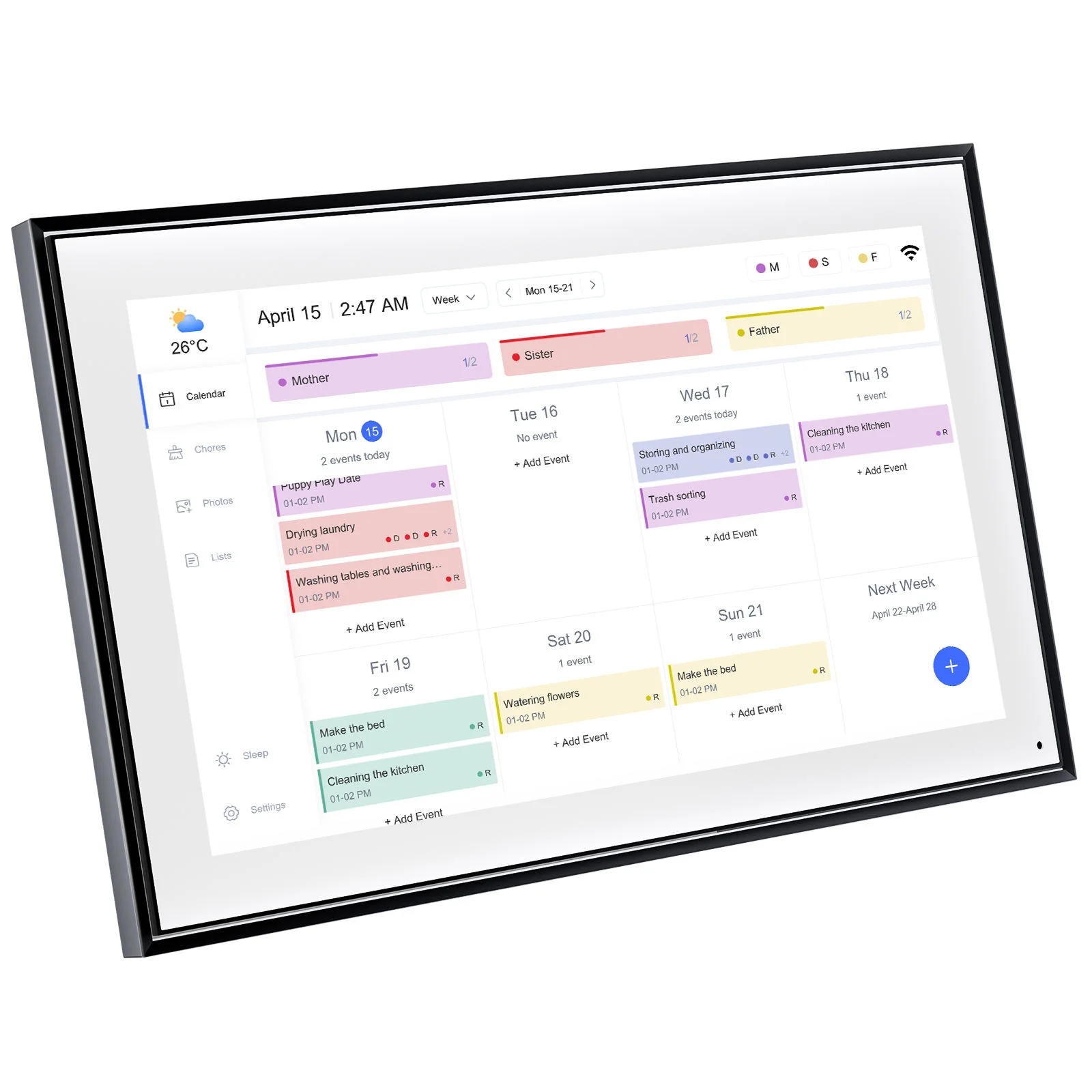 

15.6 Inch WiFi Interactive Smart Photo Frame Video Playback Family Schedule Display Digital Calendar-Smart Touch Digital Photo