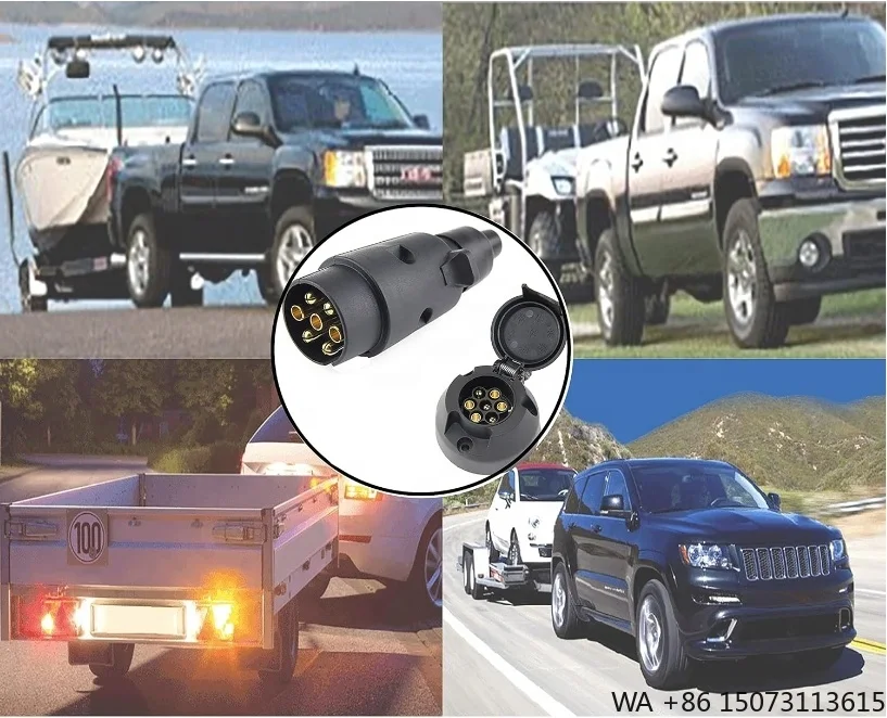 7-Pin Trailer Socket & Plug 12V Electric Tow Connector Male & Female for Truck RV Boat