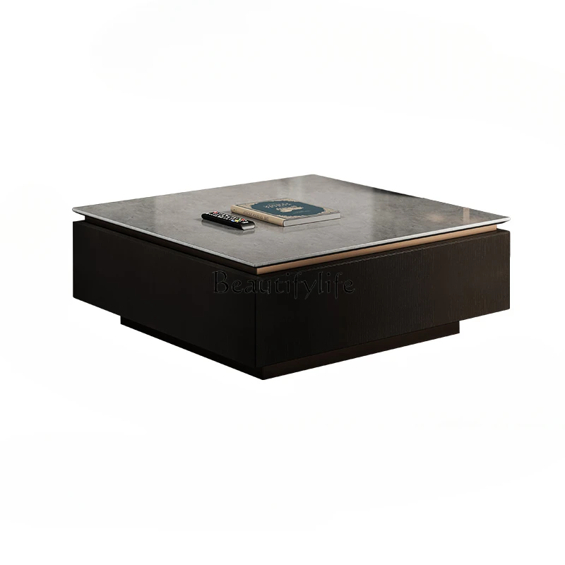 

Light Luxury Modern Square Tea Table Italian Simple Nordic Style Designer Solid Wood Marble Tea Table