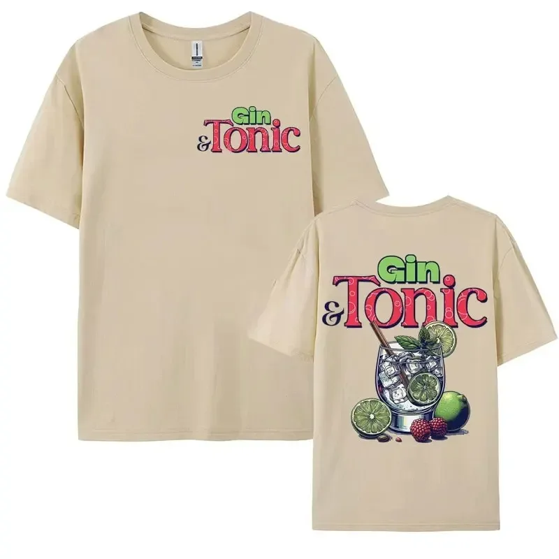 Funny GIN & TONIC Meme Graphic T-shirt Drink Cocktail Themed Gift T-shirts Men Women's Fashion Aesthetic Y2k Cotton TShirt Tops