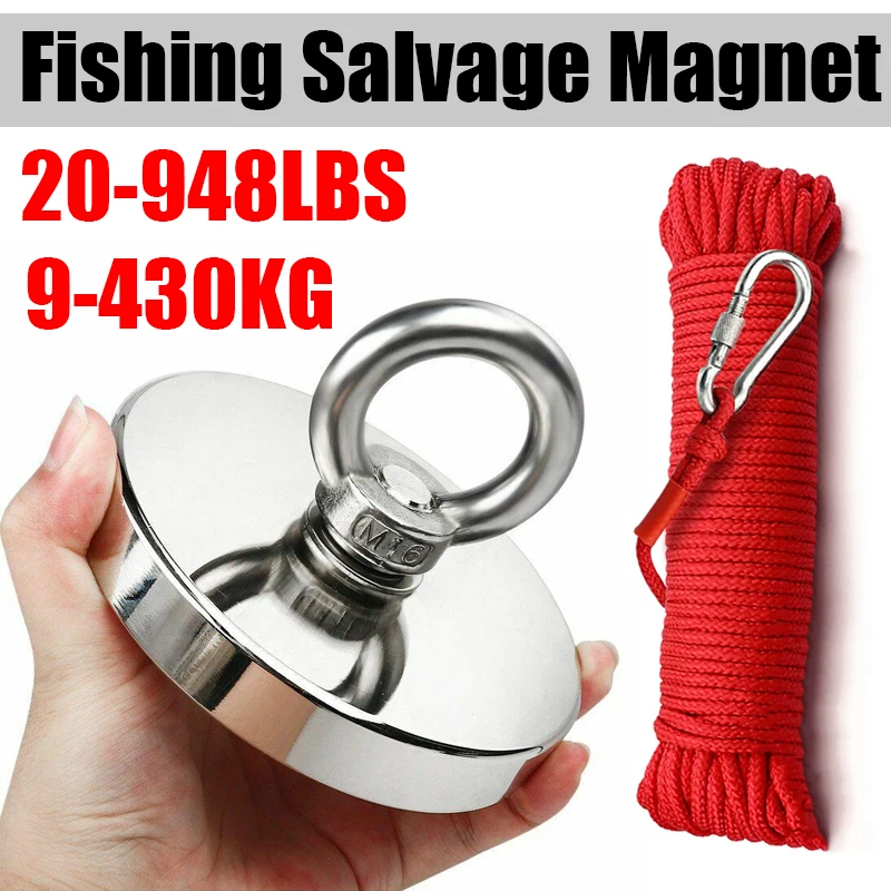 

9-430KG Fishing Salvage Magnet Super Neodymium Magnetic Hooks Powerful Hanging Heavy Duty Sucker for Search/Cruise/Home/Lake/Sea