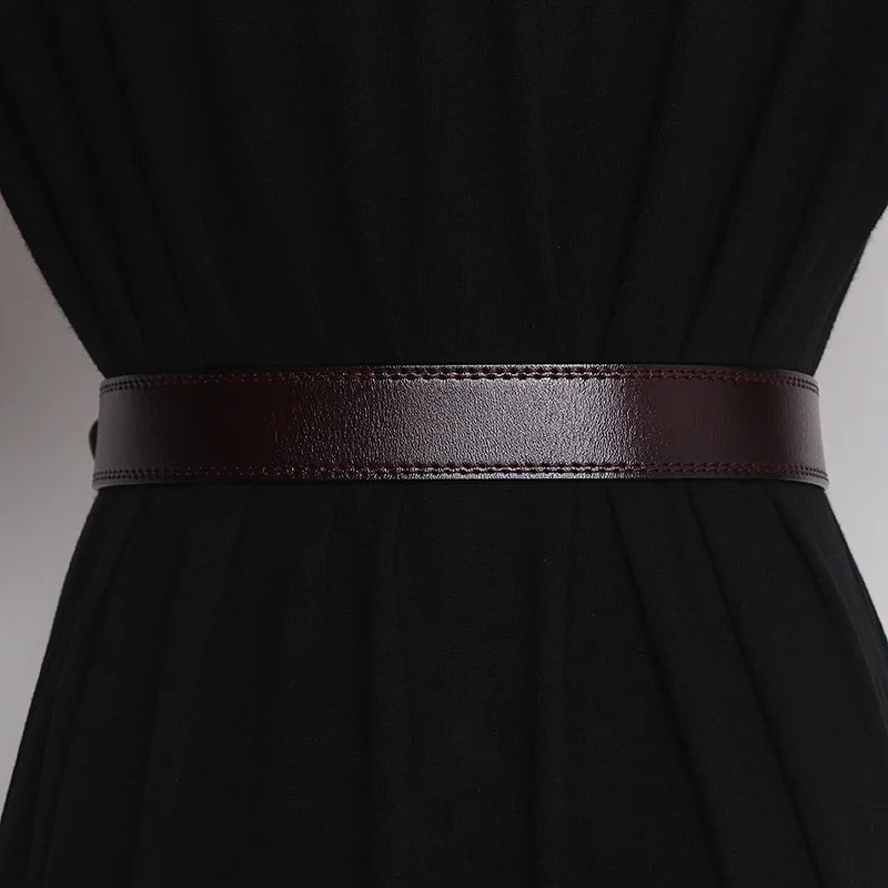 Women's Runway Fashion Gold Buckle Genuine Leather Cummerbunds Female Dress Corsets Waistband Belts Decoration Wide Belt TB1949