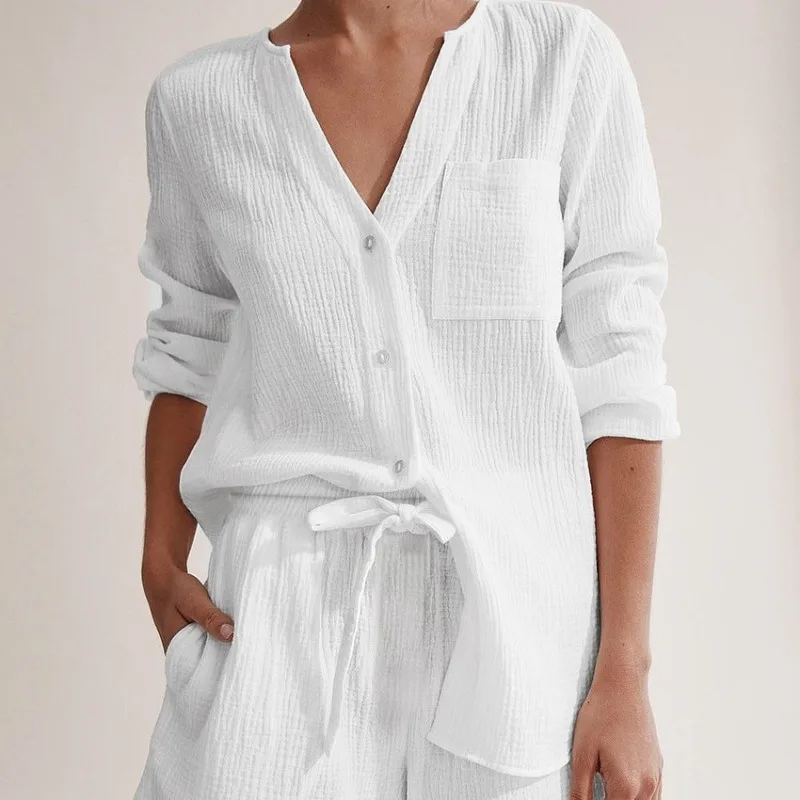 

Women's Pure Cotton Summer Pajamas Soft Gauze Sleepwear Inspired European American Styles Casual Comfortable Cozy Homewear XL