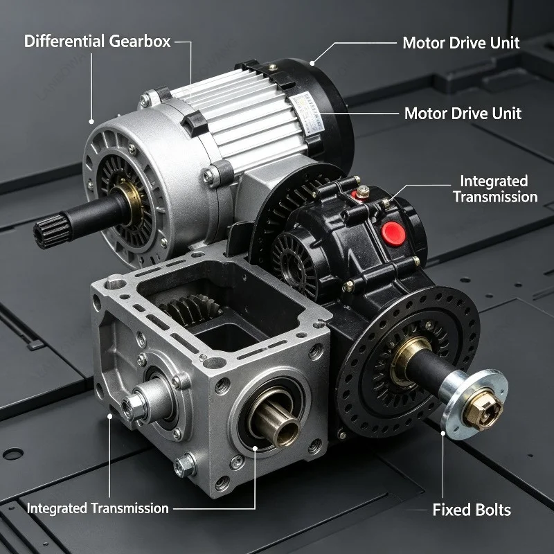 Electric ATV Rear Axle Assembly, Differential Shaft Drive Motor, Tooth Bag Rear Fork Disc Brake with 5 Inch Rain Tire
