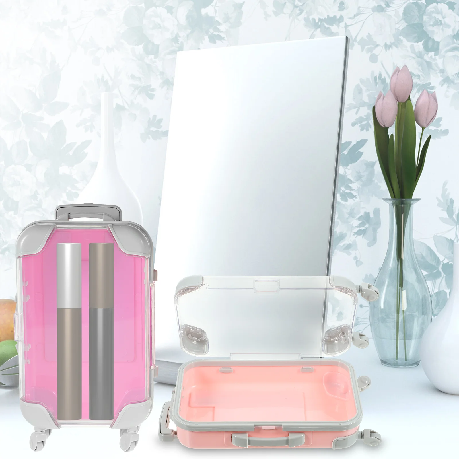 4 Pcs Clear Gift Boxes Simulation Trolley Case Mini Suitcase Bag Purse Makeup Travel Hard Shell