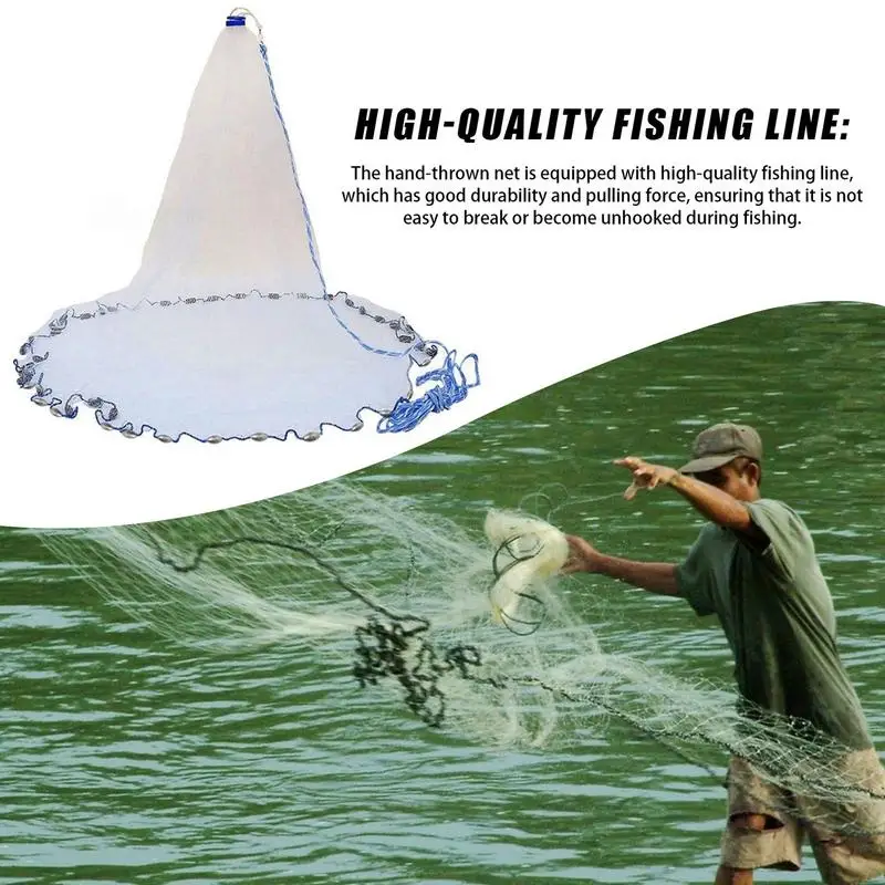 Nylon Upgraded American Hand Cast Net Easy Throw Fly Fishing Net 3 M Long 1.5m High Small Mesh Strong Line Fishing Tools