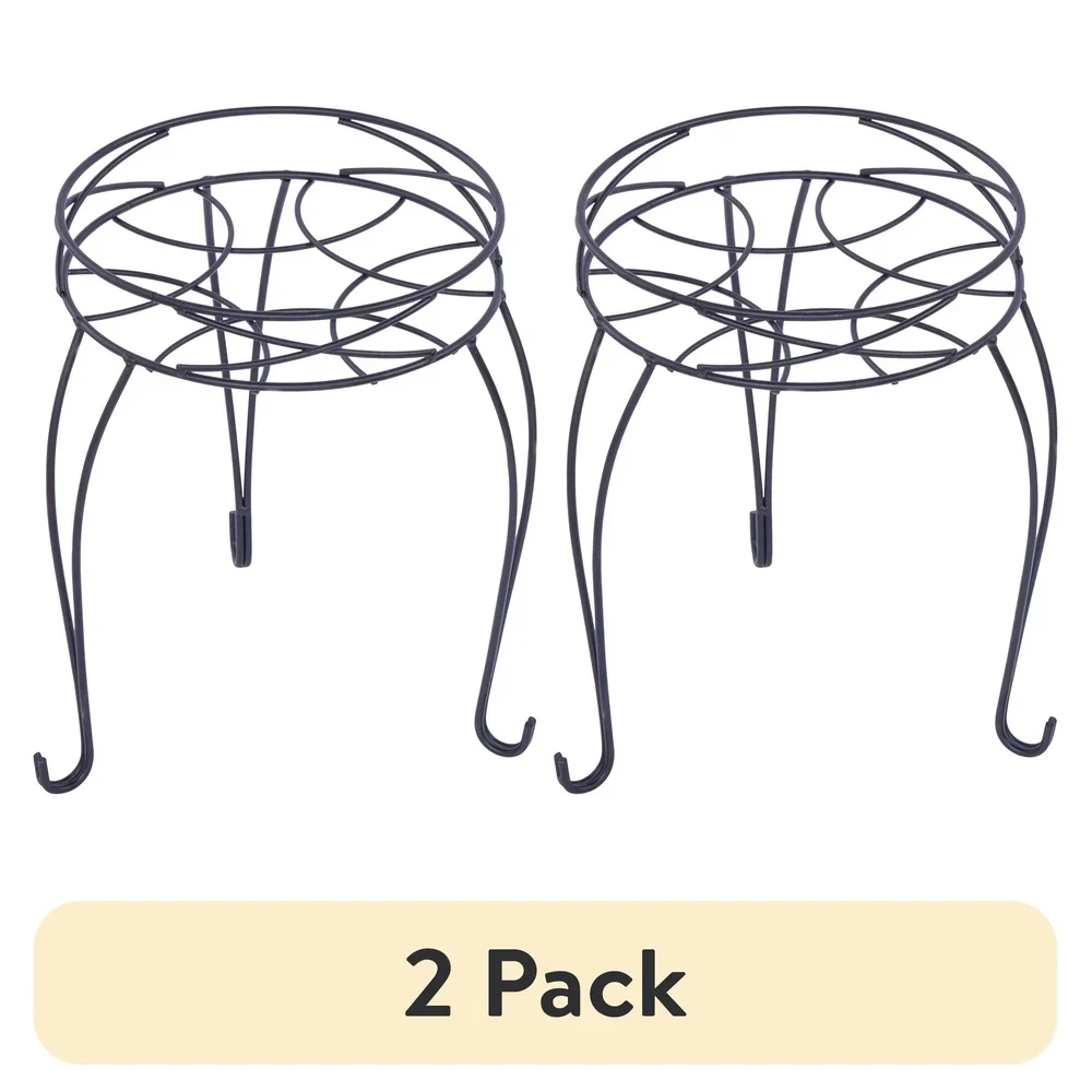 2 حزمة من حامل النباتات المعدنية المستديرة، حامل عرض داخلي وخارجي، قابل للطي، موفر للمساحة، أوعية متينة مقاومة للصدأ حتى 9 بوصة