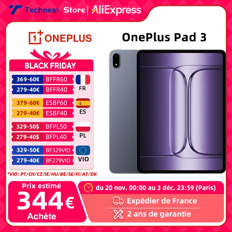 Version mondiale OnePlus Pad 3 Snapdragon 8 Elite 13.2 pouces 144Hz 3.4K écran 12140mAh batterie 13MP caméra arrière 80W Charge