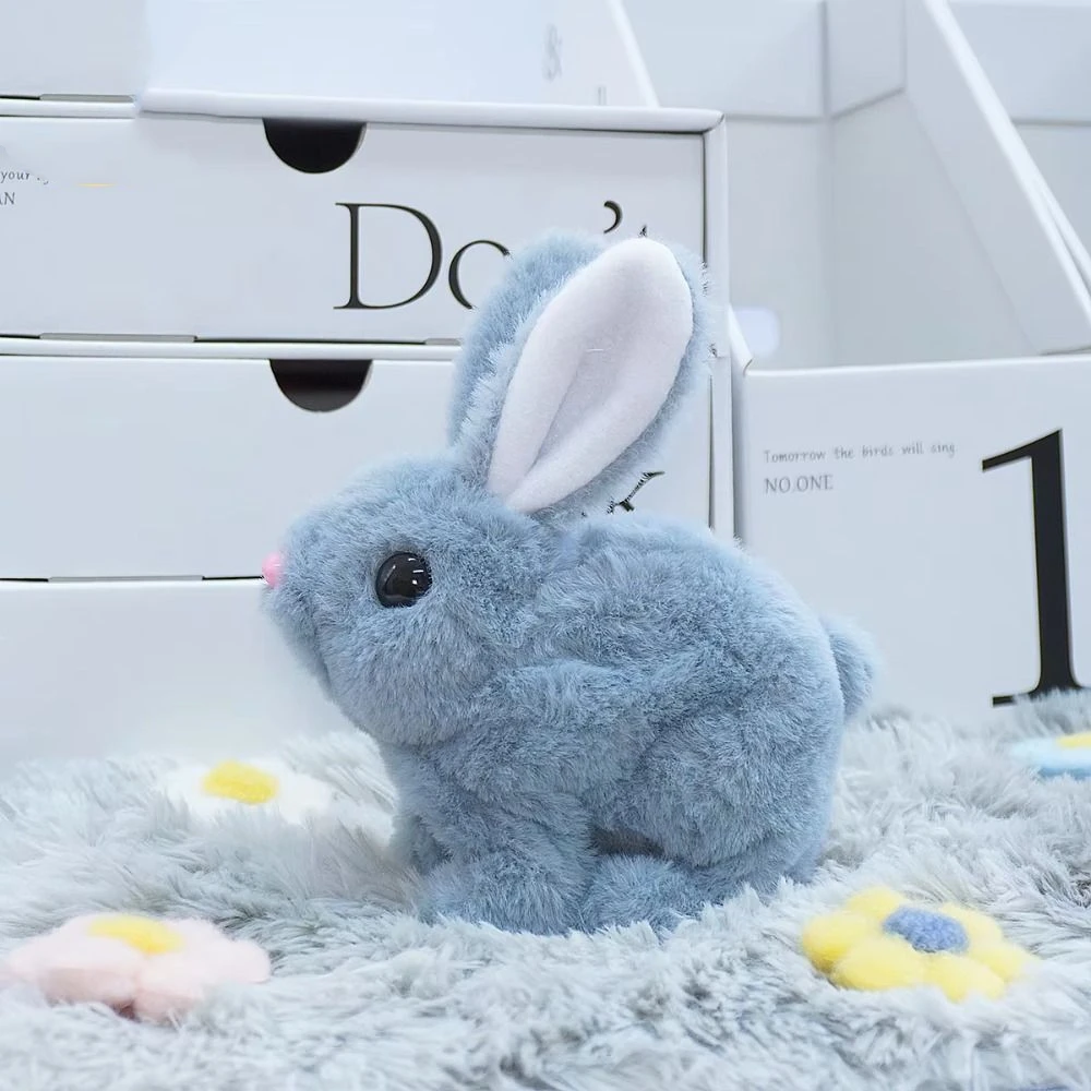 Simulierter Hasen spaziert und macht Geräusche, weiches Fell, elektrisches Kaninchen, interaktiv, einzigartig, kleine Batik-Kaninchen-Geburtstagsfeiern