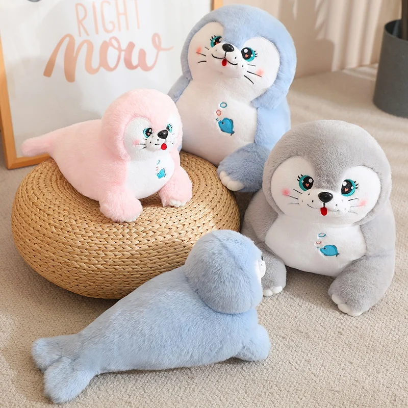 

Cartoon 35-75cm Seal Marine Animal Plush Toys Kawaii Soft Stuffed Aquarium Sea Lion Throw Pillow Dolls for Kids Gifts Home Decor