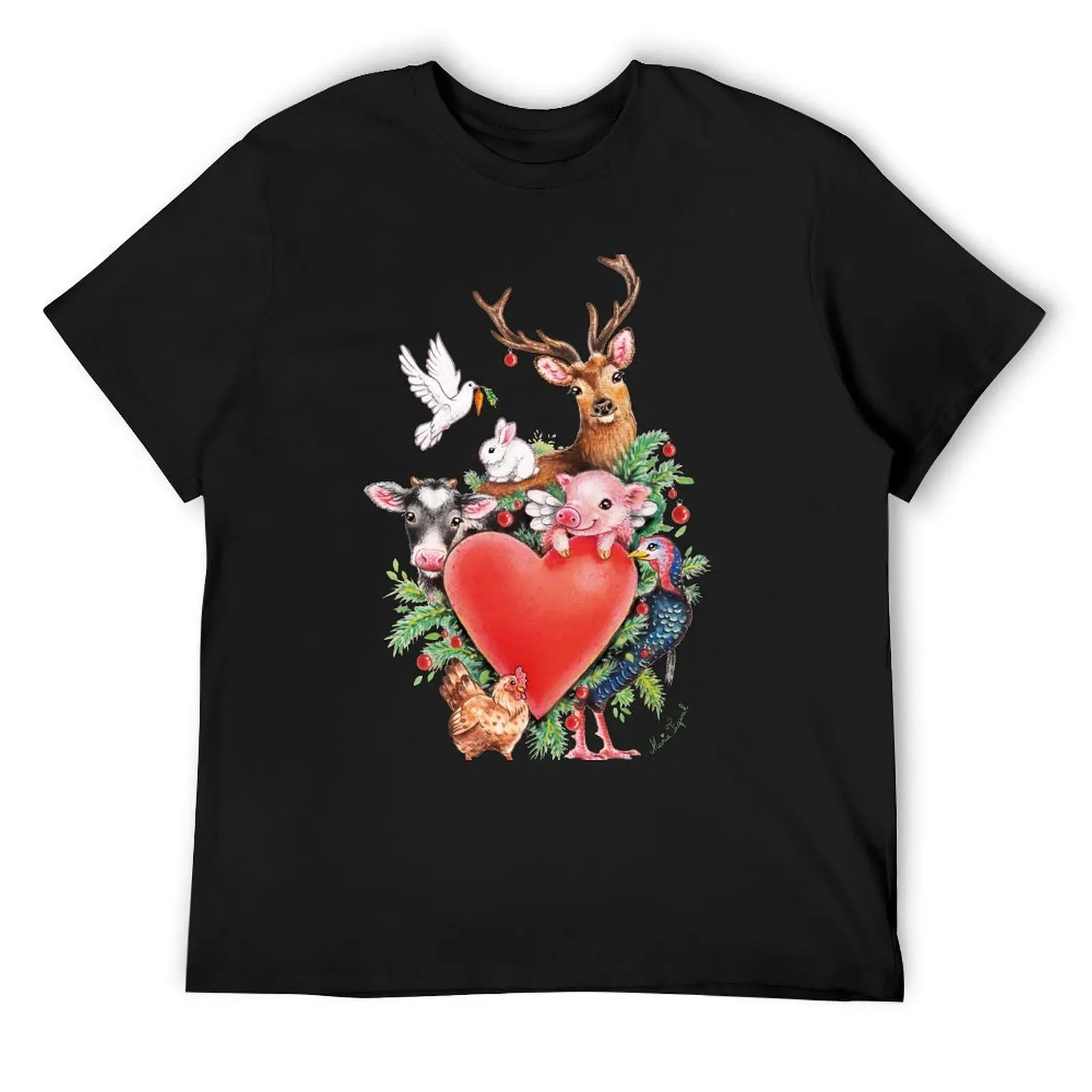 Xmas heart by Maria Tiqwah T-Shirt sublime man clothes black t shirts for men