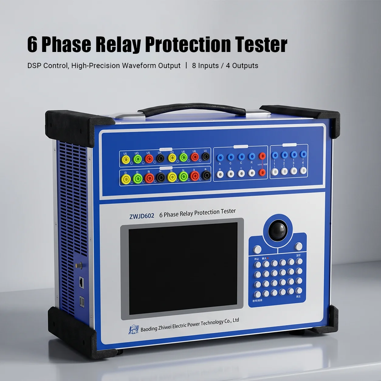 ZWJD602 6 Phase Electronic Relay Protection Tester 30A 120V AC Output DSP Control Microcomputer High Precision 0.1 Grade 1 Year