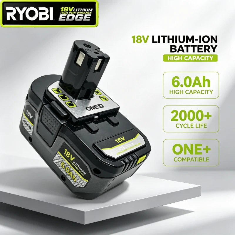 New  RYOBI 18V One+ P108 Battery,Durable Rechargeable Li‑ion Power Battery for P104 P107 RB18L50 RB18L20 Angle Grinder Saw Tools