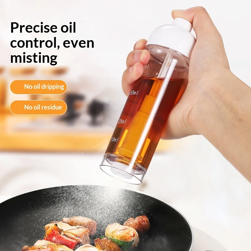 Bottom Spray Oil Sprayer Food Grade Plastic Cooking Oil Bottle Quantitative Oil Control Fine Mist for Air Fryer BBQ Kitchen