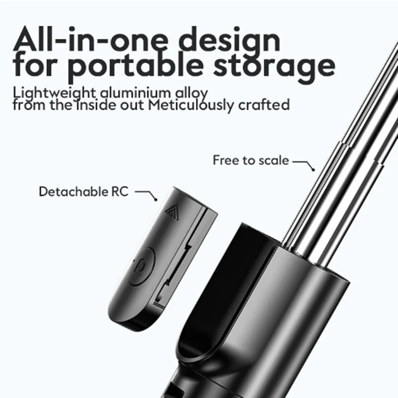 حامل ثلاثي القوائم عصا سيلفي لاسلكية مع حامل ثلاثي القوائم قابل للتمديد عن بعد مزود بتقنية البلوتوث لهاتف iPhone المحمول Tiktok للبث المباشر